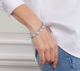 Affinity Gems Sterling Silver Opaque Kunzite & White Zircon Tennis Bracelet 7-1/4"